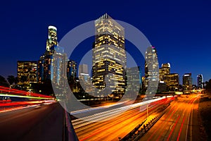 Downtown LA night Los Angeles sunset skyline California