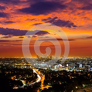 Downtown LA night Los Angeles sunset skyline California