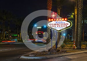 The downtown Las Vegas sign at night