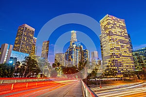 Downtown Los Angeles city skyline, cityscape of LA