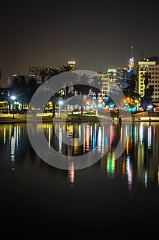 Downtown los angeles skyline at night