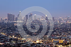 Downtown Los Angeles skyline at night