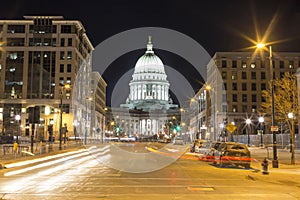 Downtown Madison, Wisconsin long exposure at night