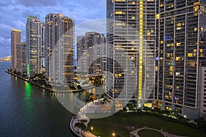 Downtown Miami And Brickell Key At Night