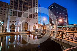 Downtown Milwaukee skyline in USA