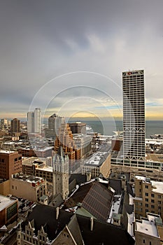 Downtown Milwaukee in winter