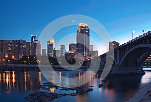 Downtown Minneapolis MN & Moon