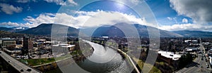 Downtown Missoula Clark Fork Spring Panoramic photo