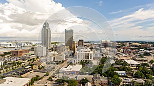 Downtown Mobile, Alabama skyline in June