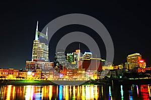 Downtown Nashville cityscape in the night