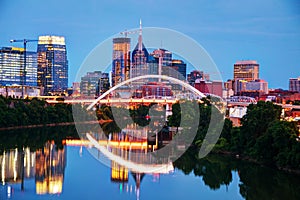 Downtown Nashville cityscape at night