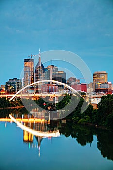 Downtown Nashville cityscape at night