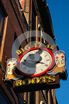 Downtown Nashville Neon Sign with a Shadow of a Guitar Music City Tennessee