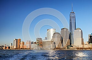 Downtown New York skyline panorama from Liberty State park, USA