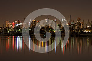 Downtown Night Lights Reflected