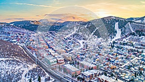 Downtown Park City, Utah, USA Drone Skyline Aerial photo