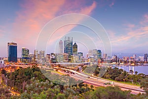 Downtown Perth skyline in Australia