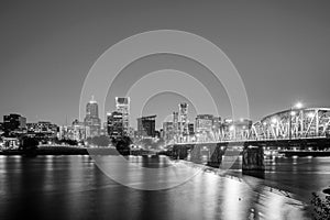 Downtown Portland Oregon skyline at night