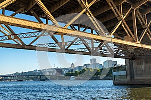 Downtown Portland under Bridge