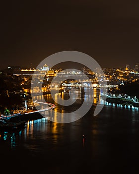 Downtown Porto river by night
