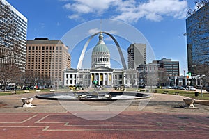 Downtown Saint Louis With Old Courthouse and Arch