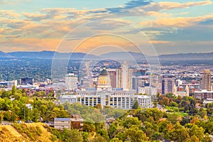 Downtown Salt Lake City skyline cityscape of  Utah