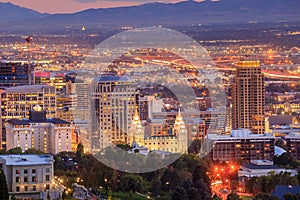 Downtown Salt Lake City, Utah at night