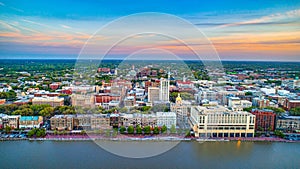 Downtown Savannah Georgia Skyline Aerial