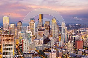 Downtown Seattle city skyline cityscape in United States