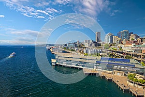 Downtown Seattle city skyline cityscape in United States