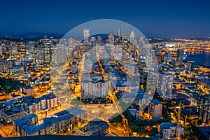 Downtown Seattle cityscape panorama with modern skyscrapers and