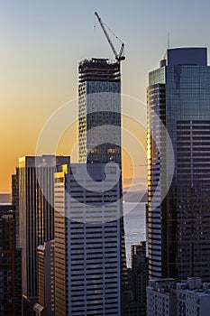 Downtown of Seattle with modern highrise buildings, WA