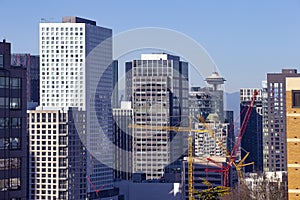 Downtown of Seattle with modern highrise buildings, WA