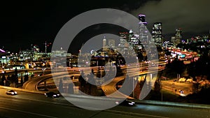 Downtown Seattle skyline at night