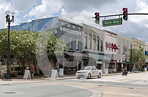 Downtown shopping street in DeLand Florida USA