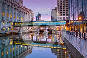 Downtown skyline with Buildings in Milwaukee USA