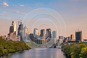 Downtown Skyline of Philadelphia, Pennsylvania at sunset