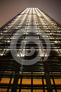 Downtown skyscrapper at night, Hong Kong, China