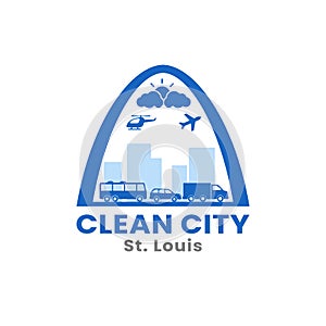 Downtown St. Louis Skyline for Clean City Logo Design Template