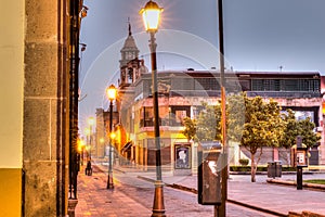 Downtown streets of San Luis Potosi Mexico at Sunrise