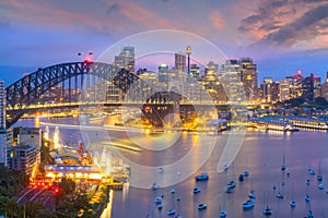 Downtown Sydney skyline in Australia from top view