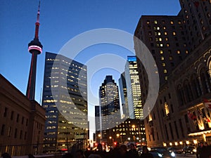 Downtown Toronto at dusk