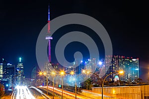 Downtown Toronto skyline by night