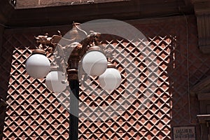 Downtown urban light fixture in San Luis Potosi photo