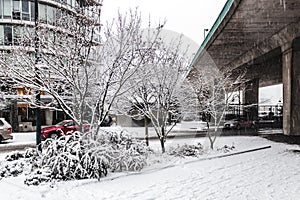 Downtown Vancouver BC, Covered in Snow, Canada