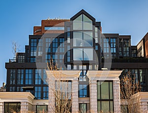 Downtown Vancouver Canada modern city view of business district area high office and apartment buildings