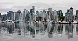 Downtown Vancouver at dusk.