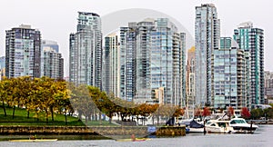 Downtown Vancouver at dusk.