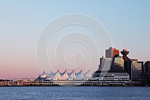 Downtown vancouver at sunset