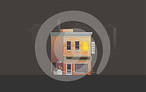 Downtown vector building illustration isolated on background